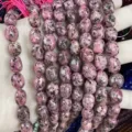 Lose ovale unregelmäßige natürliche rosa Steinperlen mit schwarzen Mustern für DIY Schmuck - Ca. 8*12mm (Ca. 38cm pro Strang) / Pink-Schwarz Gefleckter Oval Freiform Stil (4) / Rosane Schwarz