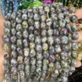 Natürliche ovale, unregelmäßige Turmalin-Achat-Steinperlen für DIY-Schmuck - Ca. 8*12mm (Ca. 38cm pro Strang) / Graue Basis Mehrfarbig Gefleckter Oval Freiform Stil (1) / Grauviolett