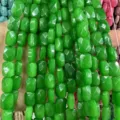 Bright green faceted rectangle natural stone beads for DIY jewelry making accessories - Malaysian Jade