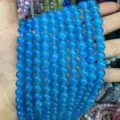Bright blue 8mm natural stone round beads for DIY jewelry making - 8mm (Approx. 47 Beads Per Strand) / Sky Blue