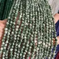Natural faceted green and white stone beads for DIY necklace and bracelet making - Faceted Beads / 2mm (Approx. 170 Pieces/Strand) / Natural Green Spot Stone