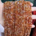 Faceted natural agate stone loose beads for DIY jewelry making - 2mm Faceted Round Beads (Approx. 170 Pieces Per Strand) / Light Red Agate