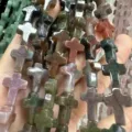 12x16mm natural stone cross beads in various colors for DIY jewelry making and crafts - 1 Bead / India Agate