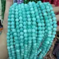 8mm round aqua blue natural stone beads for DIY jewelry making bulk wholesale - 8mm (Approx. 47 Beads Per Strand) / Aqua