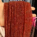 Faceted red agate natural stone beads strands for DIY necklace and bracelet jewelry making - 2mm Faceted Round Beads (Approx. 170 Pieces Per Strand) / Red Agate