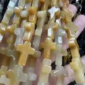 Yellow natural stone cross loose beads 12x16mm for DIY jewelry and necklace making. - 1 Bead / Natural Yellow Jade