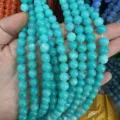 Professional 8mm natural turquoise stone round beads for DIY jewelry making strands - 8mm (Approx. 47 Beads Per Strand) / Lake Blue