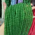 Natural 8mm green translucent stone round beads for DIY jewelry making and crafts - 8mm (Approx. 47 Beads Per Strand) / Translucent Green