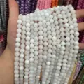 8mm light blue natural aquamarine stone round loose beads strand for DIY jewelry making - 8mm (Approx. 47 Beads Per Strand) / Light Blue