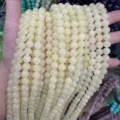 8mm natural pale yellow stone round beads for DIY jewelry making loose beads strands - 8mm (Approx. 47 Beads Per Strand) / Milky White