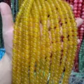 8mm bright yellow translucent round stone beads for DIY jewelry making - 8mm (Approx. 47 Beads Per Strand) / Yellow