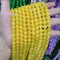Premium 8mm natural yellow jade smooth round loose beads strand for DIY jewelry making crafts - 8mm (Approx. 47 Beads Per Strand) / Bright yellow
