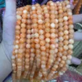 Handheld strands of 8mm orange natural stone round beads for DIY jewelry making and crafts - 8mm (Approx. 47 Beads Per Strand) / Flesh Pink