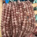High-quality 8mm natural strawberry quartz round beads strands for professional DIY jewelry making - 8mm (Approx. 47 Beads Per Strand) / Dark Pink
