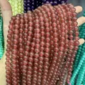 8mm translucent reddish strawberry quartz round stone beads for DIY jewelry making crafts - 8mm (Approx. 47 Beads Per Strand) / Red Brown