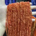 Orange faceted natural stone beads for DIY jewelry making accessories - 2mm Round Beads (Approx. 170 Beads/Strand) / Red Aventurine