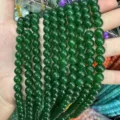 High-quality 8mm deep green natural stone round beads strands for DIY jewelry making crafts - 8mm (Approx. 47 Beads Per Strand) / Dark Green