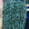 Faceted green natural stone beads for DIY jewelry making - 2mm Round Beads (Approx. 170 Beads/Strand) / Dark Green