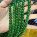 8mm bright green natural stone strawberry quartz round beads for DIY jewelry making - 8mm (Approx. 47 Beads Per Strand) / Bright Green