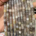 Hand-held 6x6mm natural stone cylindrical tube beads in mixed grey and white agate colors - 6x6mm (Approx. 65 Pieces/Pack) / Grey Agate