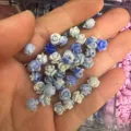 Small blue and white gradient 3D rose flower beads for DIY hair jewelry accessories - Approx 6mm / Blue White Gradient (3)
