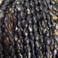 Macro shot of sparkling faceted blue goldstone flat teardrop beads for jewelry DIY - Blue Sandstone