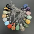 Collane assortite con bottiglie di profumo in cristallo di pietra naturale e catene argento - Approx. 25*35mm / Multicolore