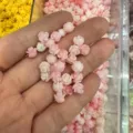 Small pink 3D shell powder rose beads for DIY jewelry making accessories - Approx 6mm / Pink (4)