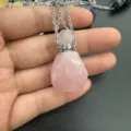 Collana con ciondolo a forma di bottiglia di profumo in cristallo di quarzo rosa naturale - Approx. 25*35mm / Quarzo rosa