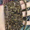 Nahaufnahme von 2x4mm facettierten Perlen aus natürlichem Tigerauge für DIY-Schmuck - 约2x4mm(约150颗一条) / Natürlicher Tigerauge Stein