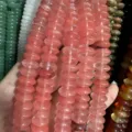 Natural pink strawberry quartz flying saucer shaped spacer beads for DIY jewelry making - 5*8mm (Approx 40 Pieces/Strand) / Watermelon red
