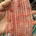 Pink natural stone cylinder beads 6x6mm for DIY jewelry making handicraft accessories - 6x6mm (Approx. 65 Pieces/Pack) / Watermelon red