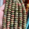 UFO-shaped unakite stone loose beads with green and pink mottled patterns for jewelry - 5*8mm (Approx 40 Pieces/Strand) / Unakite