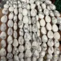 Faceted white howlite stone flat water drop beads for DIY jewelry making accessories - 8x12mm (约16颗一条) / 天然白松色