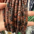 Handcrafted 6x6mm cylindrical Mahogany Obsidian natural stone loose beads for DIY jewelry making - 6x6mm (Approx. 65 Pieces/Pack) / Red and Black Obsidian