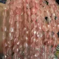 Natural faceted flat teardrop pink crystal beads for DIY jewelry making accessories - 8x12mm (约16颗一条) / Watermelon Red