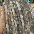 Natural faceted teardrop agate stone beads in gray and white for DIY jewelry making crafts - Gray Agate Color
