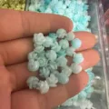Light blue 3D mini rose flower beads with horizontal holes for DIY jewelry and hair accessories - Approx. 6mm (Min. Order 100 Pcs) / Light Blue (15)