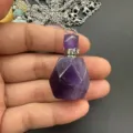 Handgefertigte Amethyst Kristall Parfümflasche Anhänger Halskette für ätherische Öle - About 25*35mm / Amethyst