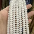 White natural stone flying saucer beads for DIY jewelry making accessories - 5*8mm (Approx 40 Pieces/Strand) / White Jade