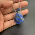 Lapis-Lazuli Parfümflaschen-Anhänger Halskette mit Silberkette - About 25*35mm / Lapislazuli