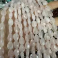 Natural faceted rose quartz flat drop stone beads for handmade DIY jewelry craft - Rose Quartz