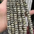 Natural dalmatian jasper saucer shaped gemstone spacer beads for DIY jewelry making - 5*8mm (Approx 40 Pieces/Strand) / Spotted Stone
