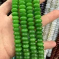 Handcrafted green saucer-shaped natural stone loose beads for DIY jewelry accessories - 5*8mm (Approx 40 Pieces/Strand) / Malaysian Jade