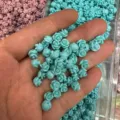 Cyan blue shell powder embossed mini roses with horizontal holes for DIY hair accessories - Approx 6mm / Sky Blue (23)