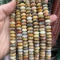 Natural striped stone agate flying saucer spacer beads for DIY jewelry bracelet making - 5*8mm (Approx 40 Pieces/Strand) / Crazy Lace Agate