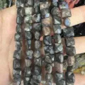 Cuentas de piedra natural gris facetadas cuadradas para hacer joyas DIY a mano - Piedra Maifan