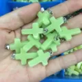 Light green luminous stone cross pendants for DIY jewelry making necklace charms - Luminous Stone 4