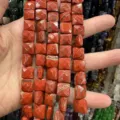 Cuentas sueltas cuadradas facetadas de jaspe rojo natural para hacer joyas y manualidades DIY - Jaspe Rojo