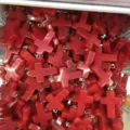 Bulk red natural stone cross pendants with silver bails for necklace DIY - Enhanced Red Jade